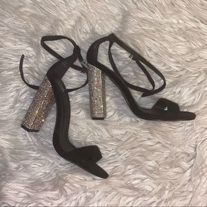 Chunky Rhinestone Heel